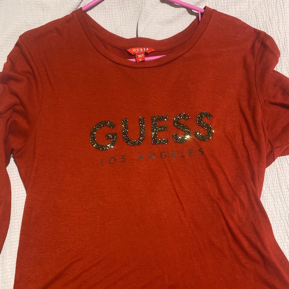 Guess Red Long Sleeve Women's Tee.